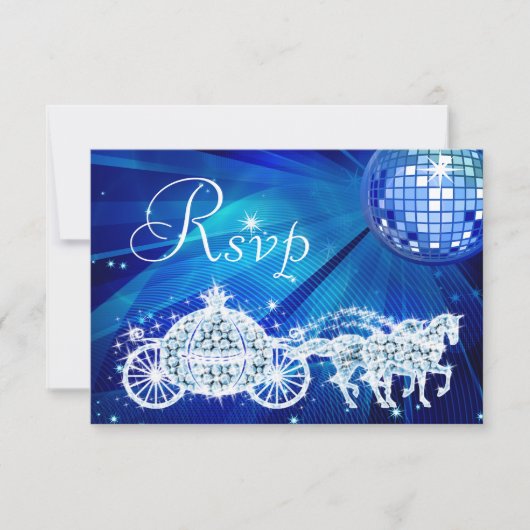 Princess Coach & Horses & Disco Ball RSVP (Voorkant)