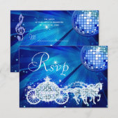 Princess Coach & Horses & Disco Ball RSVP (Voorkant / Achterkant)