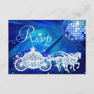 Princess Coach & Horses & Disco Ball RSVP Kaartje