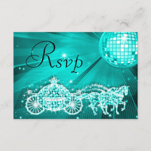 Princess Coach & Horses & Disco Ball RSVP Kaartje