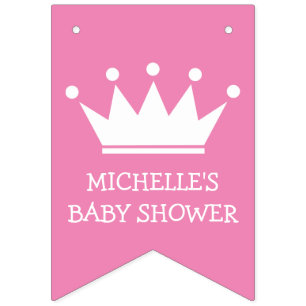 Princess crown baby shower party bundelbanner vlaggetjes