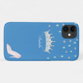 Princess crown & crystal shoe on sky blue Case-Mate iPhone case (Achterkant (horizontaal))