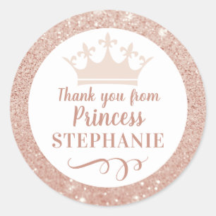 Princess Crown Dank u wel feestvreugde Ronde Sticker