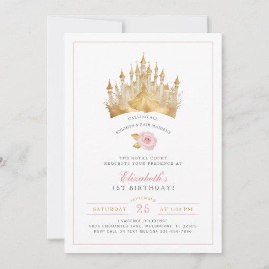 Princess Crown Fairytale Invitation d'anniversaire (Devant)