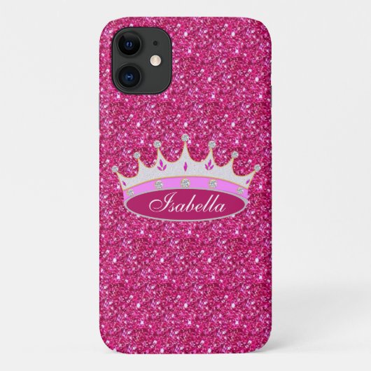 Princess crown & gems on roze glitter Case-Mate iPhone case (Achterkant)