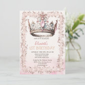Princess Crown Glitter Lijst Verjaardag Kaart (Staand voorkant)