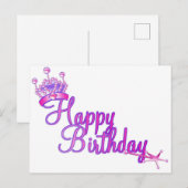 Princess Crown Happy Birthday Holiday Briefkaart (Voorkant / Achterkant)