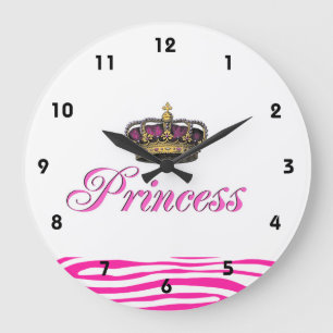 Princess crown in hot-roze grote klok