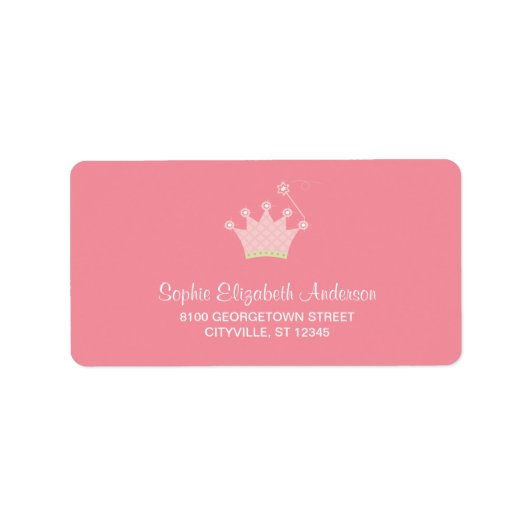 Princess Crown Kinder adreslabel Etiket (Voorkant)