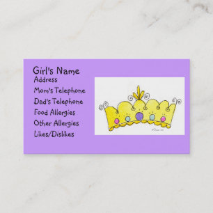 Princess Crown - Little Girls Card Contactkaartje