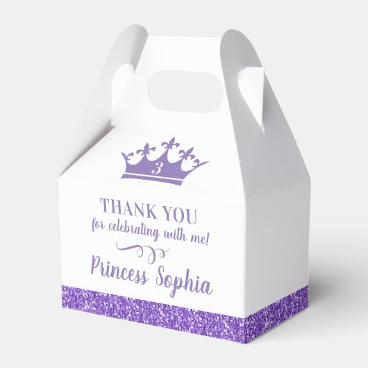 Princess Crown Paars Dank u wel Bedankdoosjes (Voorkant Zijde)
