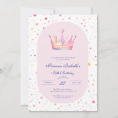 Princess Crown Pastel Roze Sprookje 5e verjaardag Kaart (Voorkant)