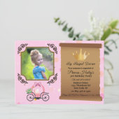 Princess Crown Pink Photo Invitation Anniversaire (Debout devant)