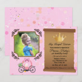 Princess Crown Pink Photo Invitation Anniversaire (Devant / Derrière)