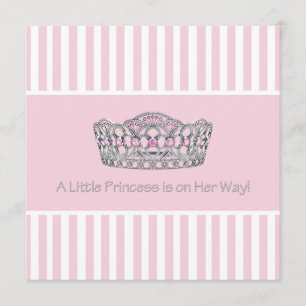 Princess Crown Pink White Baby shower Invitation Kaart