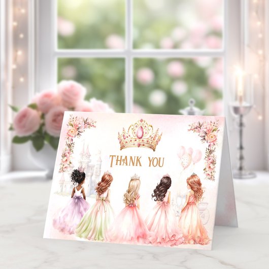 Princess Crown Rose Gold Carte de remerciements