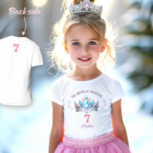 Princess Crown Roze Blauw Paarse Verjaardag Meisje T-shirt