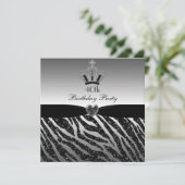 Princess Crown Zebra Glitter 40th Birthday Kaart (Staand voorkant)