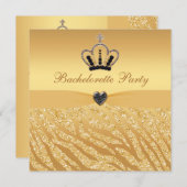 Princess Crown & Zebra Glitter Print Bachelorette Kaart (Voorkant / Achterkant)