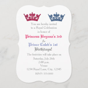 Princess Crowns Twins Party Invitation Kaart
