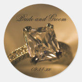 Princess Cut Diamond Ring Wedding Favor Labels (Voorkant)