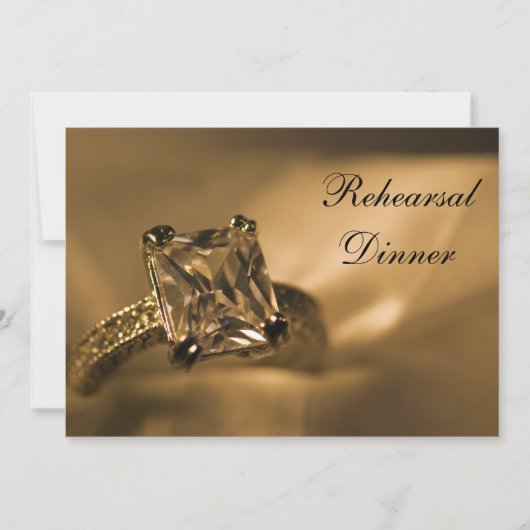 Princess Cut Diamond Ring Wedding Rehearsal Dinner Kaart (Voorkant)