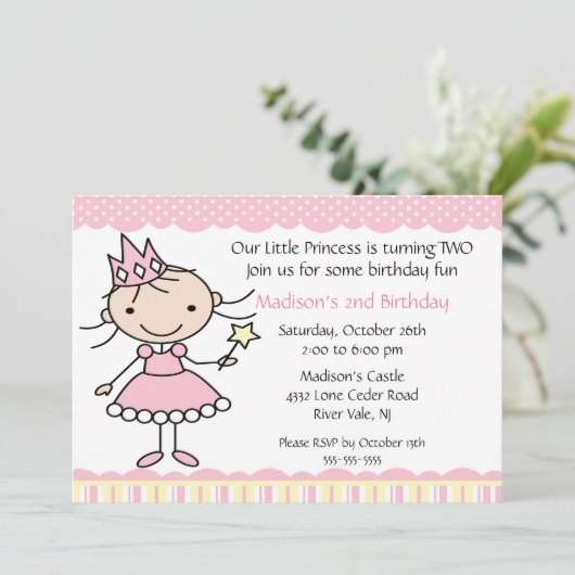 Princess Dance Birthday Invitation Kaart (Staand voorkant)