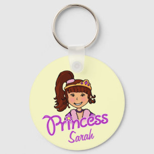 Princess dark hair girl gele naam sleutelhanger