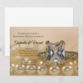 Princess Diamanten Ring Parels Oefen Diner Uitnodi Kaart (Voorkant / Achterkant)