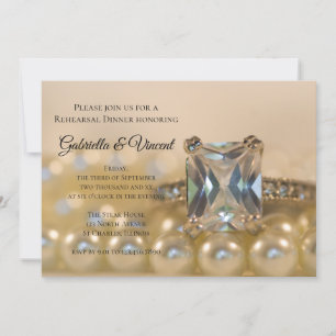 Princess Diamanten Ring Parels Oefen Diner Uitnodi Kaart