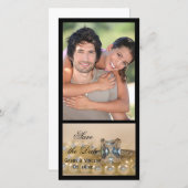 Princess Diamond Ring Pearls Wedding Save the Date (Voorkant / Achterkant)