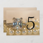 Princess Diamond Ring Pearls Wedding Table Numbers Briefkaart (Voorkant / Achterkant)