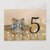 Princess Diamond Ring Pearls Wedding Table Numbers Briefkaart (Achterkant)
