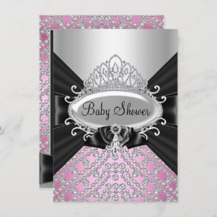 Princess Diamond Tiara & Bow Baby shower Invite Kaart