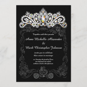 Princess Diamond Tiara Huwelijksuitnodiging 5 x 7 Kaart