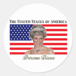 Princess Diana USA Flag Ronde Sticker