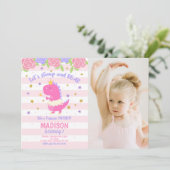 Princess Dinosaur Birthday Photo Invitation (Debout devant)