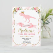 Princess dinosaur partijuitnodiging kaart (Staand voorkant)