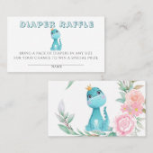 Princess Dinosaur Peony Diaper Raffle Baby shower Visitekaartje (Voorkant / Achterkant)