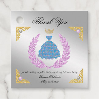 Princess Dress & Crown Birthday Dank u Bedankjes Labels