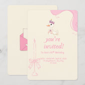 Princess Duck Cute rose Invitation de fête d'anniv (Devant / Derrière)