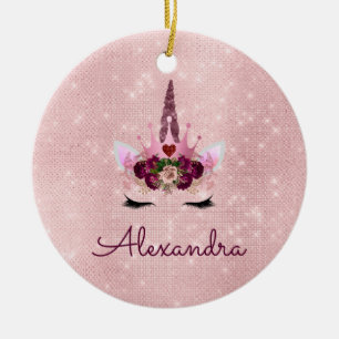 Princess Eenhoorn Roos Goud - Blush Pink Keramisch Ornament