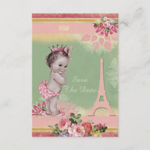 Princess Eiffel Tower - Baby shower bespaart de da Save The Date