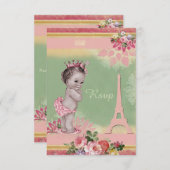Princess Eiffel Tower Baby shower RSVP (Voorkant / Achterkant)