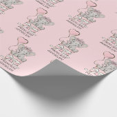 Princess Elephant Pink Balloon Child Name Cadeaupapier (Hoek)