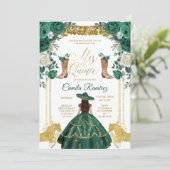 Princess Emerald Green & Gold Girl Sweet 15th Kaart (Staand voorkant)