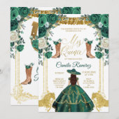 Princess Emerald Green & Gold Girl Sweet 15th Kaart (Voorkant / Achterkant)