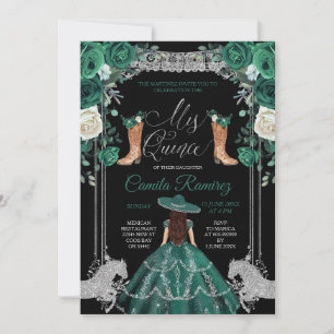 Princess Emerald Green & Silver Girl Sweet 15th Kaart