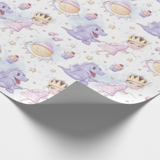 Princess en dragon cadeaupapier (Hoek)