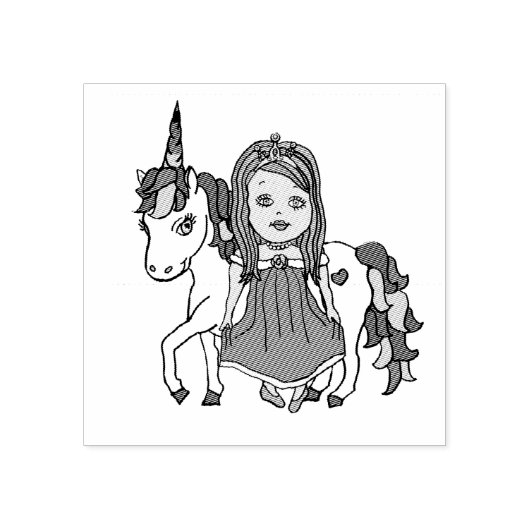 Princess en Unicorn Rubberstempel (Afrduk)